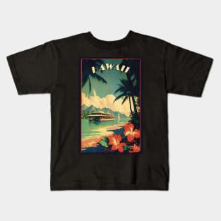 Hawaii Vintage Retro Travel Poster Kids T-Shirt